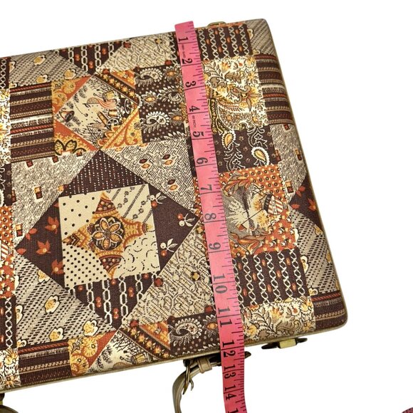 Vintage Patchwork Tapestry Briefcase With Handle Key Lock Keys Included 17x12x3 - Picture 13 of 14